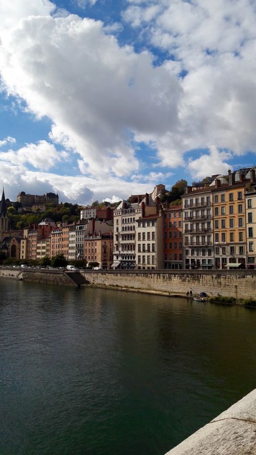 Lyon, Upė, Saône, Tiltas, Saint-Georges, Architektūra, Apmąstymai, Debesis, Dangus