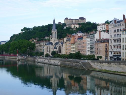 Lyon France, Upė, Miestas, Europa, France, Vanduo