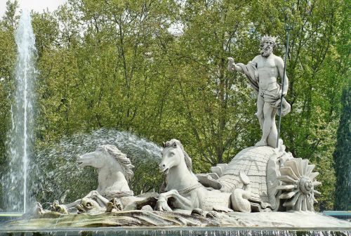 Madride, Ispanija, Neptūnas, Šaltinis, Statula, Paminklas, Apkarpyti, Skulptūra, Simbolis