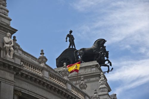 Madride, Bronzos Skulptūra, Arkliai, Bank Bilbao Madrid, Kovos Vežimai, Skulptūra, Arkliai, Basterra Higieninis Skulptorius