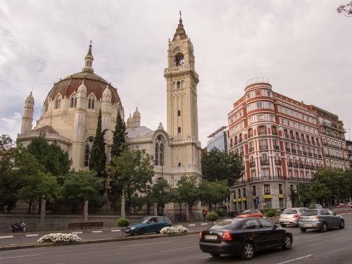 Madride, Bažnyčia, Neo Klasikinis, Architektūra, Perspektyva, Šventykla, Gatvė
