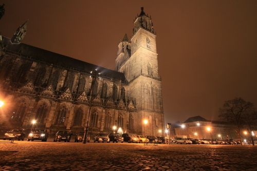 Magdeburgas, Dom, Naktinė Nuotrauka