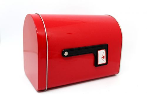 Pašto Dėžutę, Raudona, Paštas, Laiškas, Uždaryta Pašto Dėžutė, Dėžė, Metalinis, Vėliava Žemyn