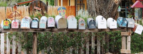 Pašto Dėžutės, Madride Naujoji Meksika, Kiemo Menas, Nuostabus, Spalvinga, Artsy, Mažas Miestelis