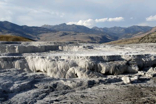 Mamutas Karštosios Spyruoklės, Geltonojo Akmens Nacionalinis Parkas, Vajomingas, Usa, Kraštovaizdis, Mineralai, Terminiai Šaltiniai