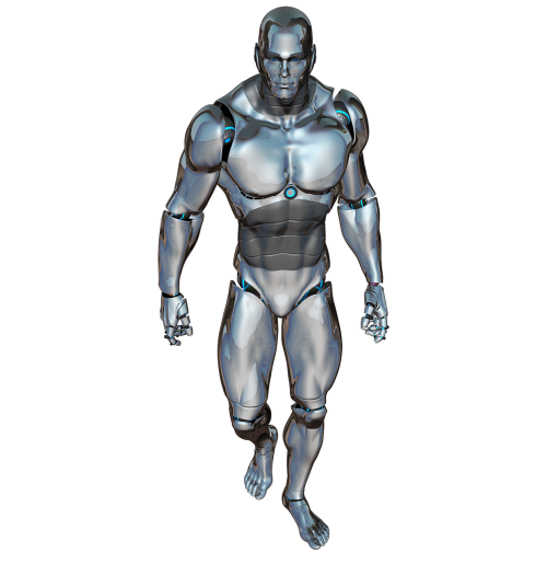 Vyras, Vaikščioti, Robotas, Cyborg, Android, Robotų Technika, Ateitis, Dirbtinis Intelektas, Mėlynas, Sidabras, Izoliuotas, Sci-Fi, Mokslinė Fantastika