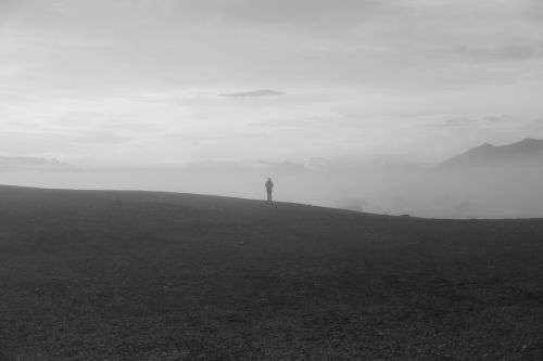 Vyras, Horizontas, Kalnai, Rūkas, Iceland