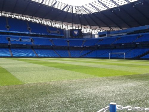 Mančesterio Miestas, Etihad Stadionas, Stadionas, Futbolas, Sportas, Laukas, Žolė, Futbolo Stadionas, Žaidimas, Žalias, Futbolas, Tikslas, Arena, Rungtynės