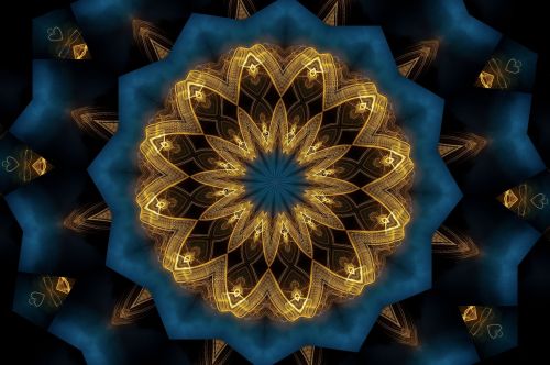 Mandala, Kaleidoskopas, Papuošalai, Modelis, Auksinis, Geometrinis, Dekoratyvinis, Struktūra, Dizainas