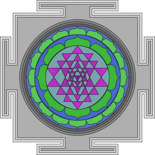 Mandala, Ratas, Apvalus, Kvadratas, Dvasinis, Hindu, Indijos, Nemokama Vektorinė Grafika