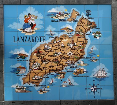 Žemėlapis, Lanzarote, Spalvinga, Kanarų Sala, Ispanija, Kanarų Salos