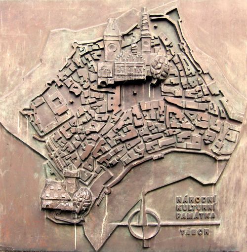 Žemėlapis, Tabor, Čekijos Respublika, Palengvėjimas, Bronzos Reljefas, Orientacija, Planą, Miesto Vaizdas, Bronza