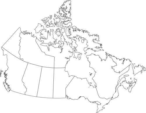 Žemėlapis, Kanada, Provincijos, Teritorijos, Alberta, Britų Kolumbija, Manitoba, Naujasis Bransvikas, Newfoundland Ir Labradoras, Naujoji Škotija, Ontarijas, Princas Edvardo Sala, Quebec, Saskatchewan, Jukonas, Šiaurės Vakarų Teritorijos, Nwt, Nunavut, Kontūrai, Nemokama Vektorinė Grafika