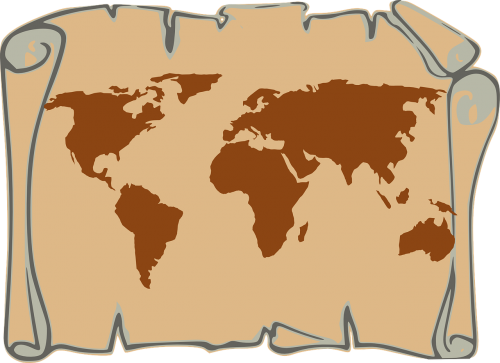 Žemėlapis, Pasaulis, Senas, Slinkite, Piratas, Lobis, Nemokama Vektorinė Grafika