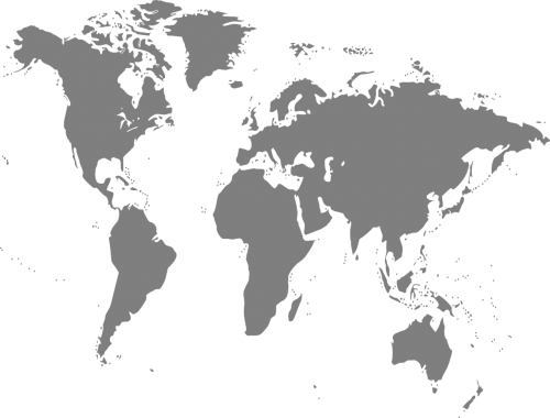 Žemėlapis, Pasaulis, Pasukta, Schema, Pilka, Nemokama Vektorinė Grafika