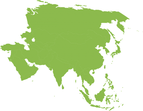 Žemėlapis, Asija, Žemynas, Pasukta, Siluetas, Žalias, Nemokama Vektorinė Grafika