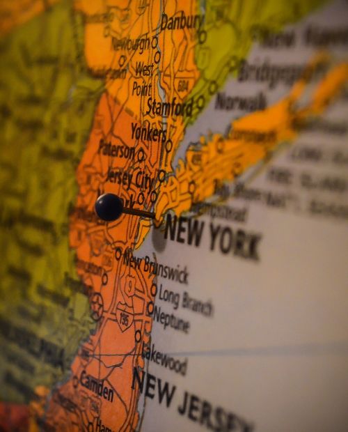 Žemėlapis, Niujorkas, Naujasis Džersis, Pin, Usa, Jungtinės Valstijos