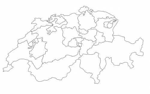 Šveicarijos Žemėlapis, Kantonai, Untitled, Šveicarija, Balta