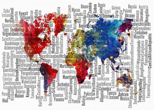 Pasaulio Žemėlapis, Pasaulis, Dalys, Akvarelė, Šalyse