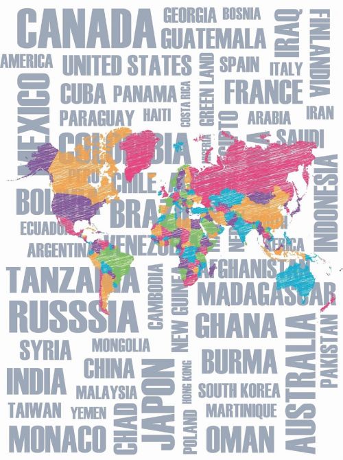 Šalyse, Pasaulio Žemėlapis, Pasaulis, Dalys