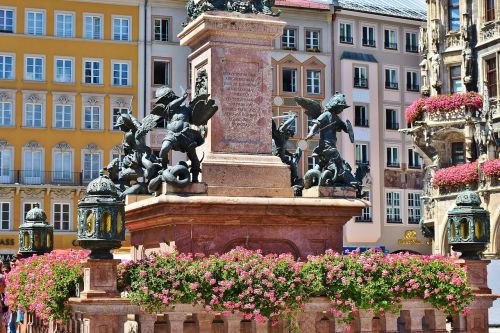 Marienplatz, Munich, Marian Column, Bavarija, Skulptūra, Figūra, Meno Kūriniai, Metalo Menas