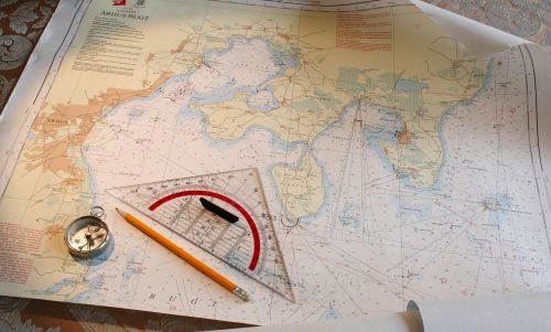 Maritim, Navigacija, Diagrama, Kompasas, Transportuotojas, Valdovas, Pieštukas