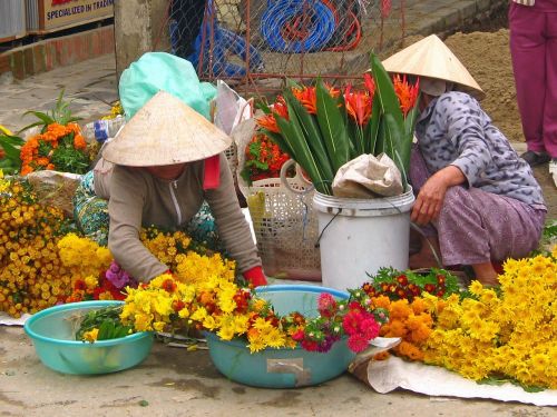 Turgus, Moterys, Gėlė, Vietnamas, Tradicinis, Gatvė, Spalvinga, Vietnamiečių, Asija