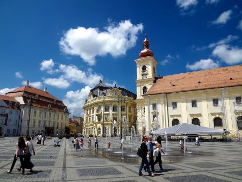 Turgus, Sibiu, Didelė Rinka, Bažnyčios Bokštas, Miestas, Pastatas, Senas, Bažnyčia, Žiūrėti