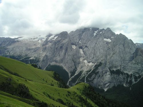Marmolada Šiaurinė Siena, Ledynas, Debesys, Debesuotumas, Dolomitai, Kalnai, Alpių, South Tyrol, Italy