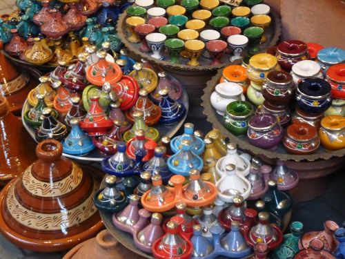 Marrakechas, Marokas, Tagine, Keramika, Souk, Keramika, Turgus, Spalvinga