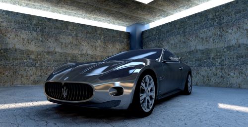 Maserati, Maserati Gt, Vienspalvis, Sportinė Mašina, Automatinis, Automobilis, Kontūras, Metalinis, Heller, Šešėlis, Salė, Betono Siena, 3D, 3D Modelis, Kompiuterinė Grafika, Mašina, 3D Vizualizacija, Atvaizdavimas, Dizainas, Pininfarina, 3D Modelis