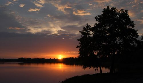 Masurija, Lenkija, Ežeras, Abendstimmung, Saulėlydis