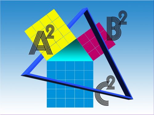 Matematika, Grafika, Kvadratas, Trikampis, Pythagoras, Geometrija, Kampas, Hipotenuzė, Stačiu Kampu, Kvadratinė Šaknis, Lygtis, Mokytis, Mokykla
