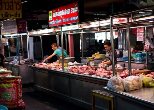 Mėsos Pardavėjas, Warorot Rinka, Chiang Mai, Šiaurės Tailandas