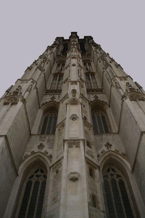 Mechelen, Bokštas, Pastatas, Bažnyčia, Architektūra, Fasadas, Saint Rombautstoren, Simetrija
