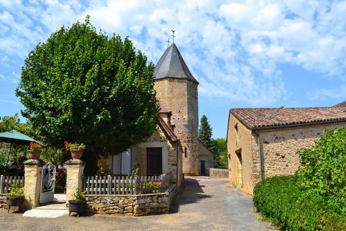 Viduramžių Kaimas, Viduramžių Bažnyčia, Dordogne, France, Audrix, Vartai, Katilas, Gatvė