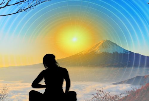 Meditacija, Teigiamas, Mąstyk Pozityviai, Moteris, Kalnas, Saulė, Siluetas, Požiūris, Medituoti, Poilsis, Balansas, Sėdėti