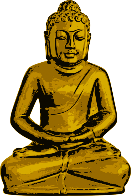 Meditacija, Buda, Budizmas, Rytas, Auksinis, Taikus, Religija, Savirefleksija, Tylus, Sėdi, Statula, Nemokama Vektorinė Grafika