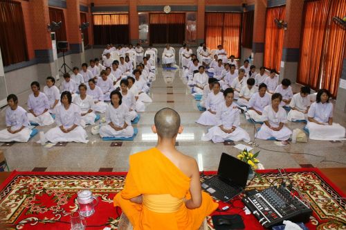 Meditacija, 072, Religinis, Apeigas, Budistams, Tailandas, Moterys, Medituoti, Šventykla, Sėdi, Asija, Žmonės, Budizmas