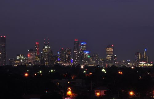 Melbourne Skyline, Melburnas Į Šiaurę, Naktis, Miesto Panorama, Australia