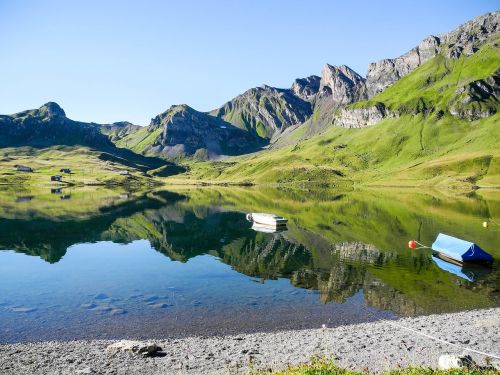 Melchseefrutt, Kalnai, Kalnų Viršūnių Susitikimas, Alpių Ežeras, Bergsee, Berghaus, Kalnų Namelis, Gamta, Šveicarija, Alpių