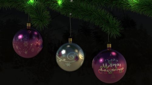 Linksmų Kalėdų, Christbaumkugeln, Tannenzweig, 3D, Blenderis