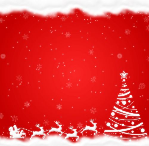Linksmų Kalėdų, Sniegas, Medis, Pasveikinimas, Raudonas Fonas, Papuošalai, Xmas, Kalėdos, Kalėdų Senelis