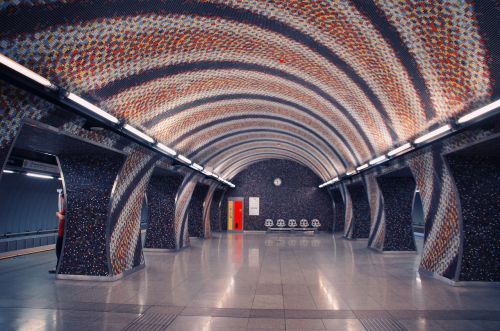 Metro, Stotis, Platforma, Metro Stotis, Budapest, Mozaika, Stulpelis, Vengrija