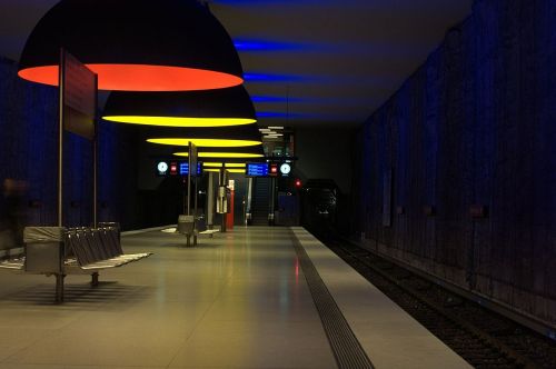 Metro, Munich, Šviesa, Bavarija, Architektūra, Apšvietimas, Spalvinga, Ilga Ekspozicija