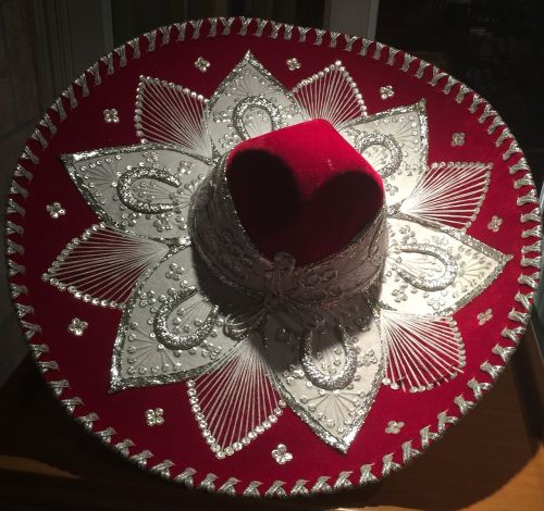 Meksikietiška Skrybėlė, Raudona, Sidabras, Papuošalai, Galvos Apdangalai