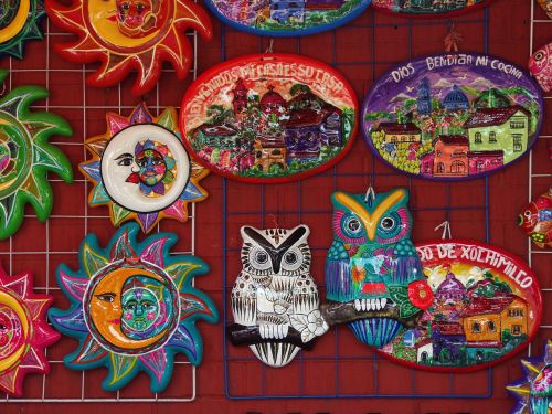 Meksika, Xochimilco, Turgus, Amatai, Etninis, Keramikos Gaminiai, Keramika, Spalva