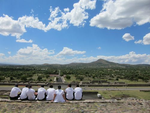 Meksika, Studentai, Griuvėsiai, Teotihuacanas, Mėlynas Dangus