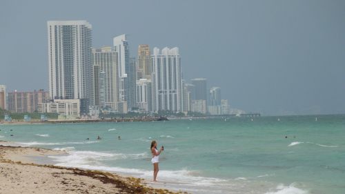 Miami, Majamio Paplūdimys, Panorama, Kranto, Vandenynas, Papludimys, Rytas