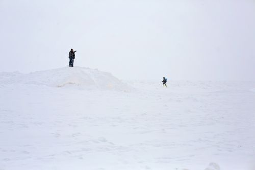 Michiganas, Žmonės, Žiema, Vaikščioti, Sniegas, Ledas, Vienatvė, Šaltas